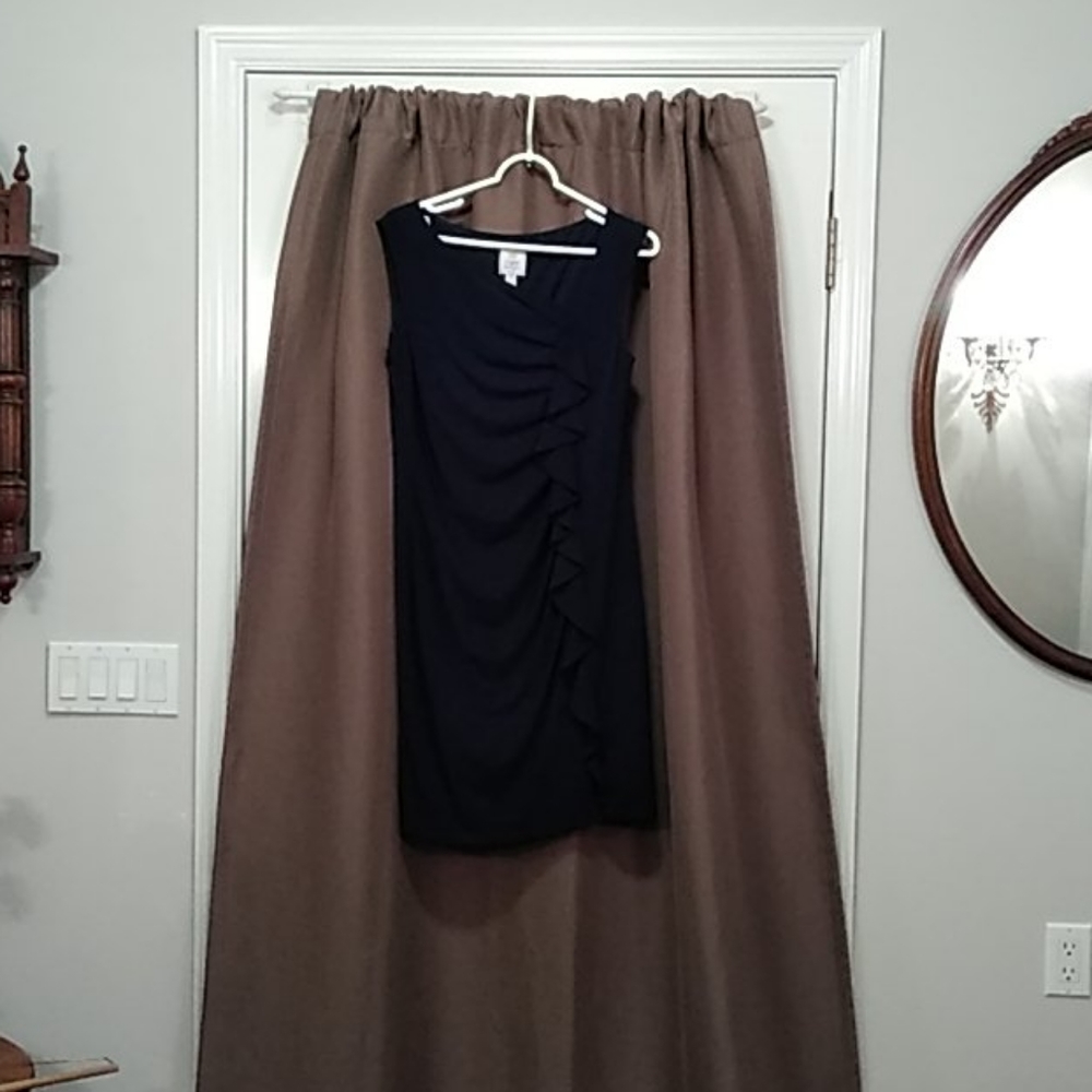 Suzi Chin for Maggie Boutique Navy Ruched Ruffled